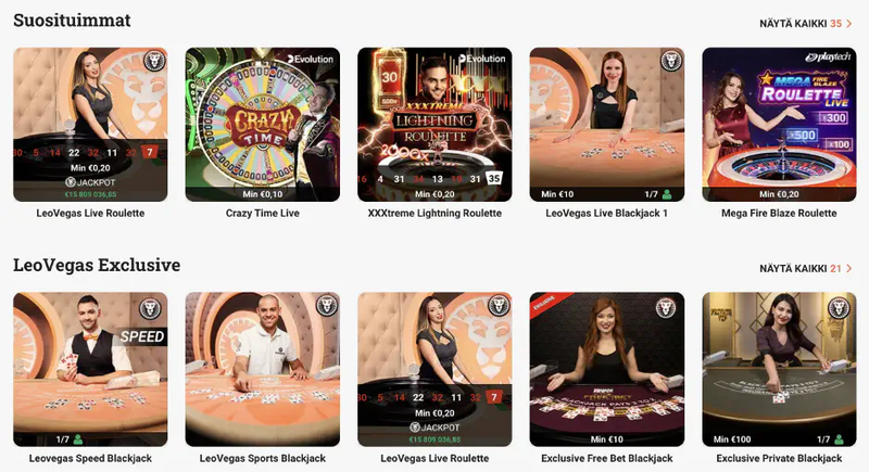 Live tafelspellen met live-dealers